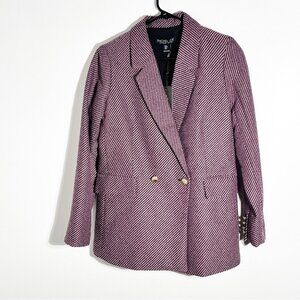NWT Rachel Zoe Double Breasted Blazer Black Pink Diagonal Stripe size S